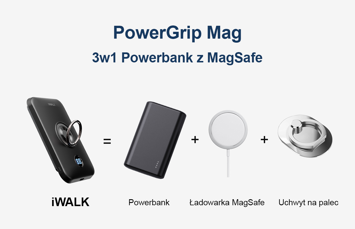 Powerbank iWALK PowerGrip Mag MagSafe 6000 czarny 5